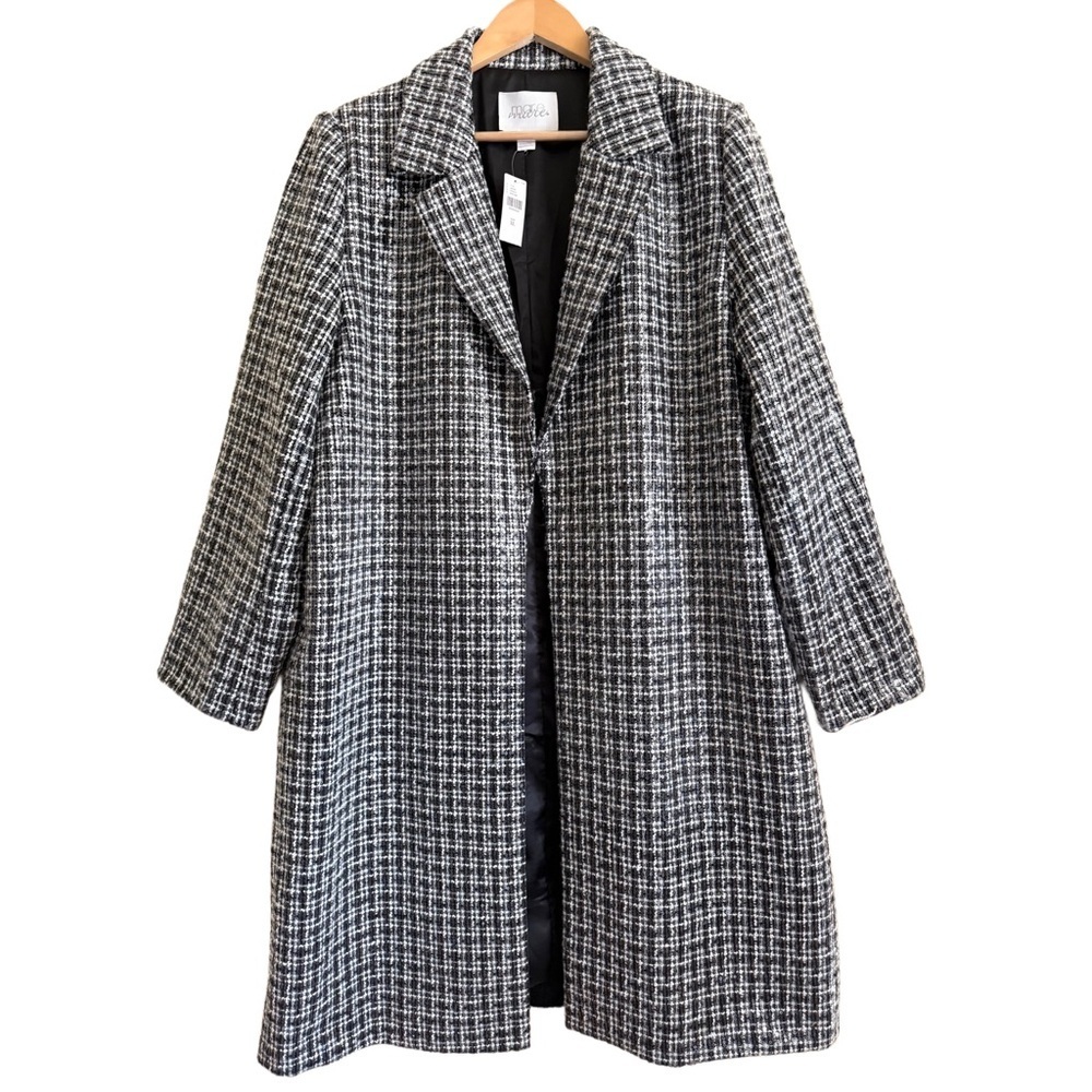 Anthropologie Black and White Tweed Coat - Picture 7 of 12